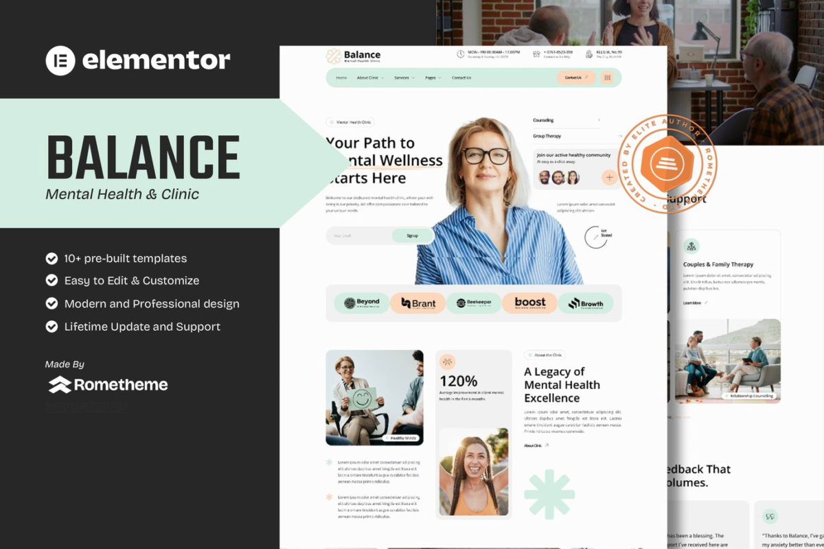 Balance Mental Health Clinic Elementor Template Kit Download