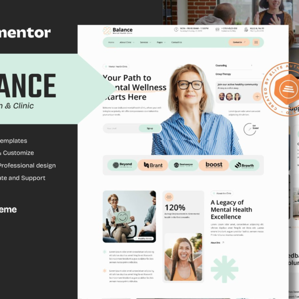 Balance Mental Health Clinic Elementor Template Kit Download