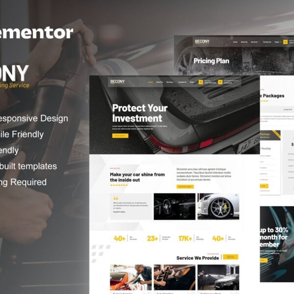 Becony - Car Detailing Services & Car Repair Elementor Template Kit