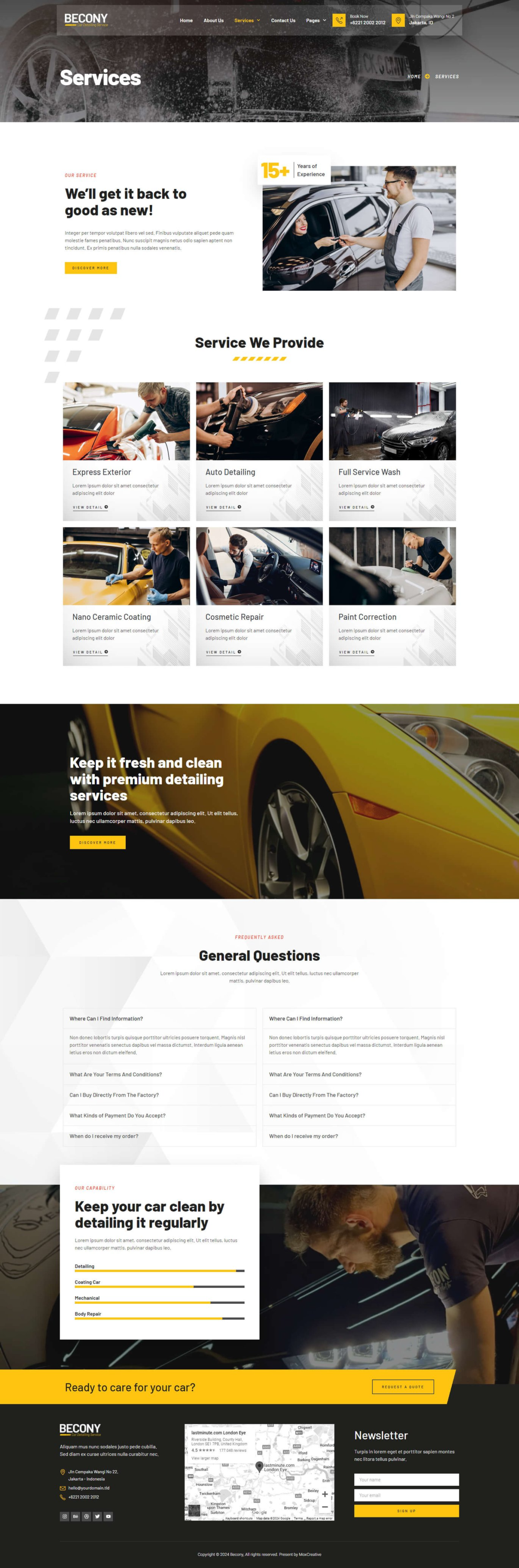 Becony Car Detailing Services and Car Repair Elementor Template Kit Download