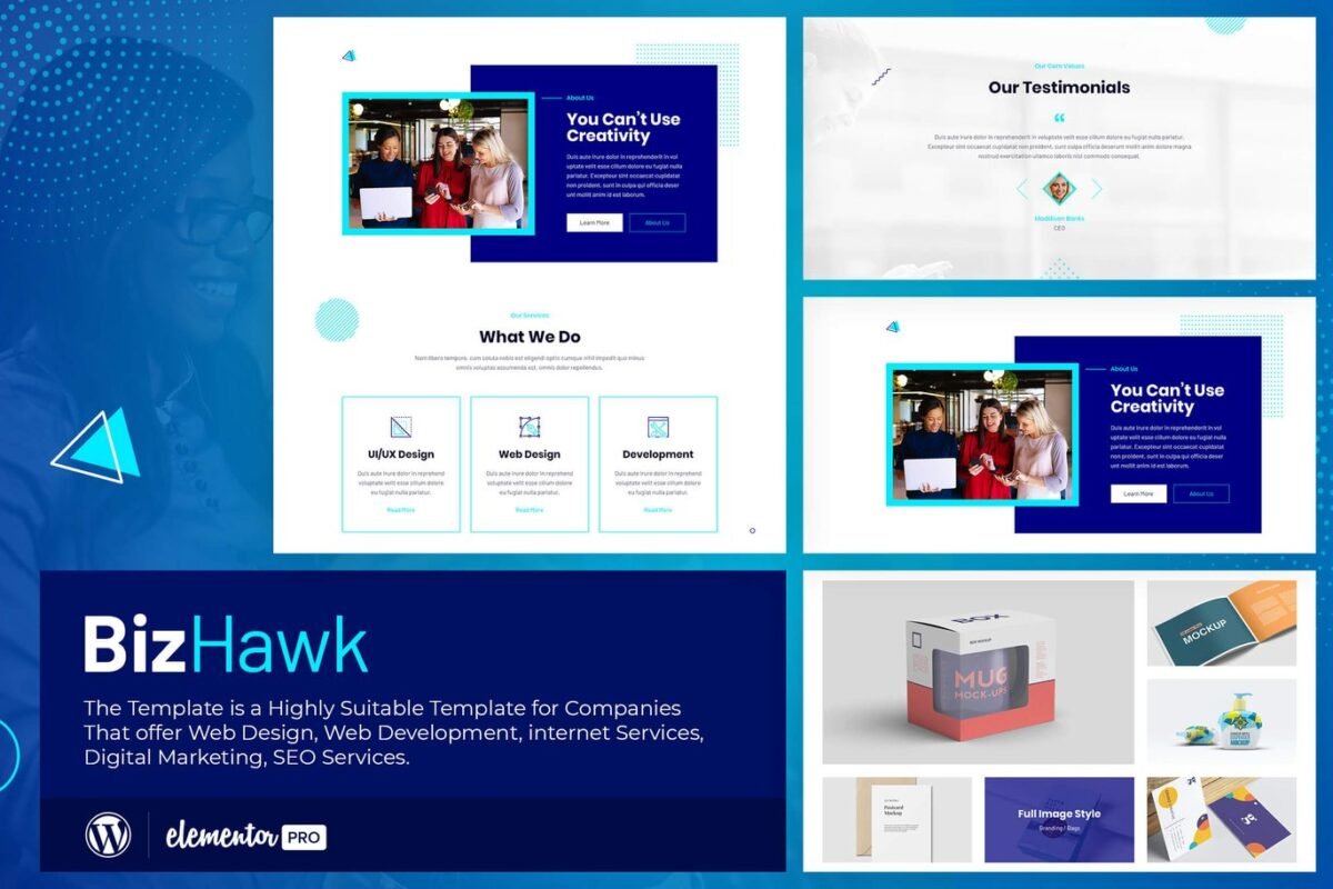 BizHawk Corporate Agency Elementor Template Kit Download