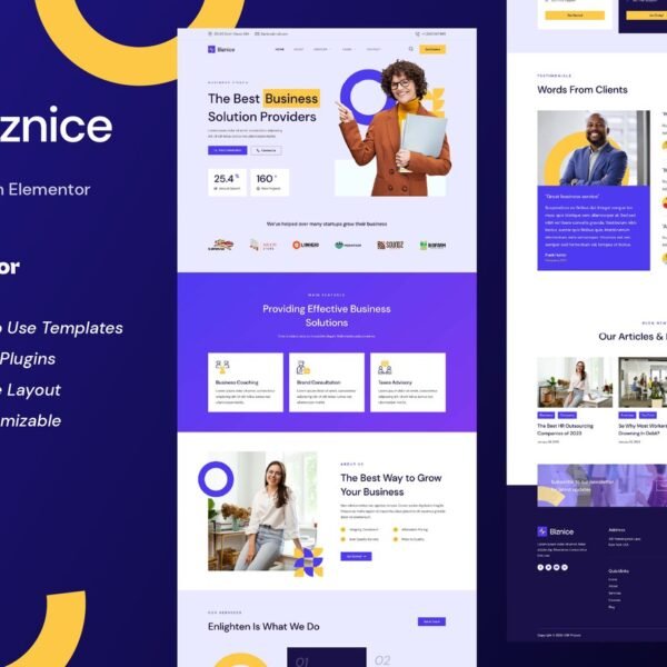 Biznice Business Coach Elementor Template Kit Download