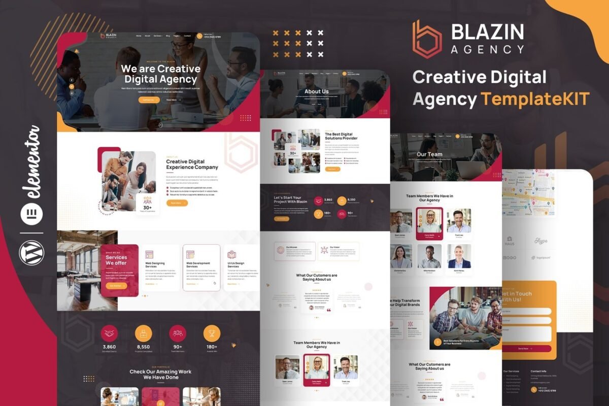 Blazin Creative Digital Agency Elementor Template Kit Download