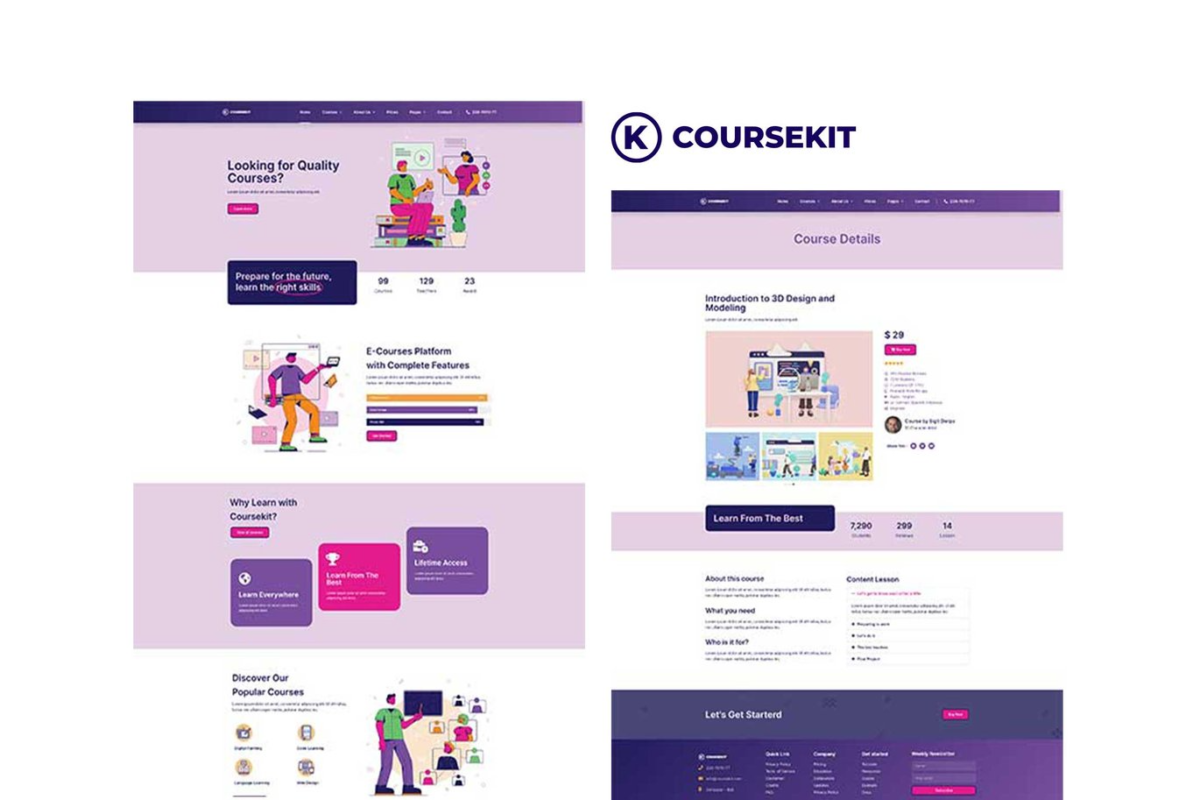 CourseKit Online e Learning Elementor Template Kit Download