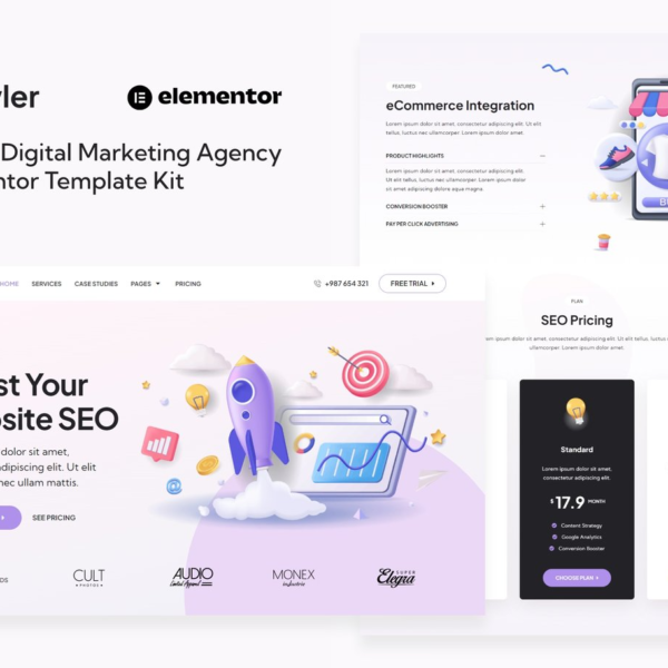 Crawler SEO and Digital Marketing Agency Elementor Template Kit Download