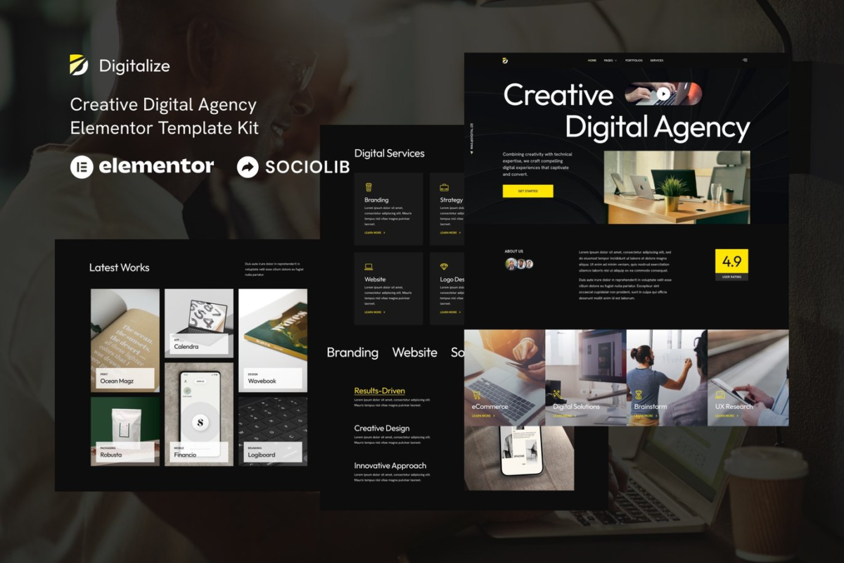 Digitalize Creative Digital Agency and Portfolios Elementor Template Kit Download