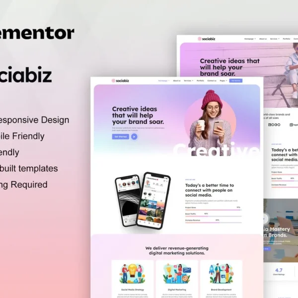 SociaBiz Digital Marketing Agency Elementor Pro Template Kit