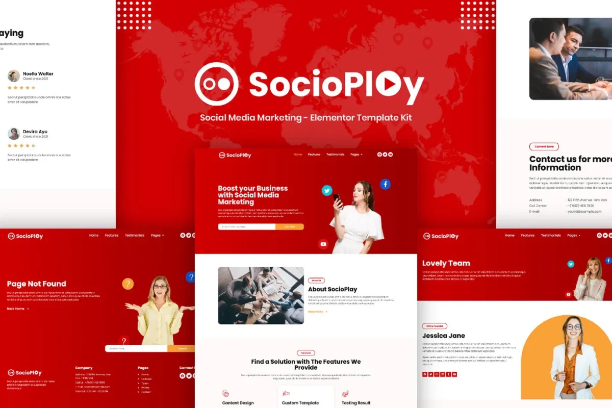 Socioplay Social Media Marketing Elementor Template Kit