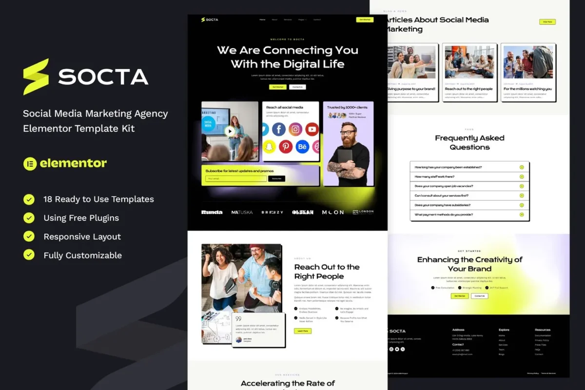 Socta Social Media Marketing Agency Elementor Template Kit