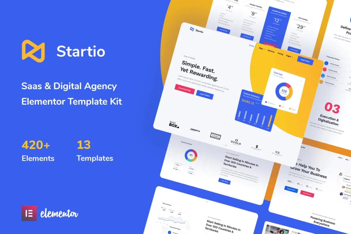 Startio Saas & Digital Agency Elementor Template Kit