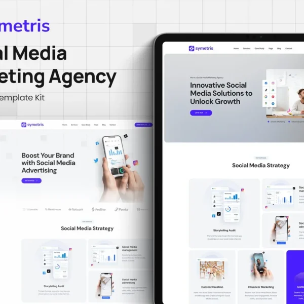 Symetris Social Media Marketing Agency Elementor Template Kit