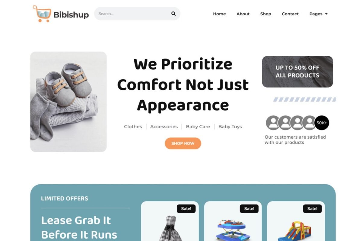 Bibishup Baby & Kids Ecommerce Elementor Pro Template Kit Download 1