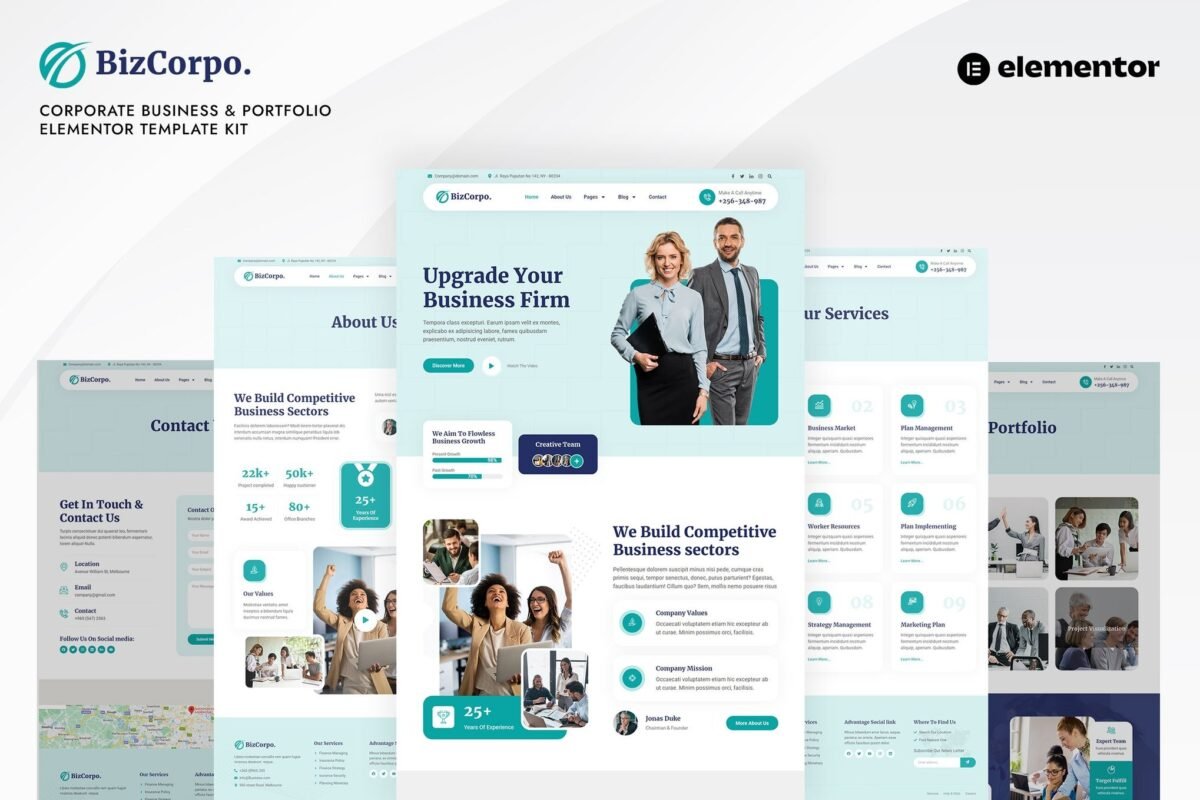 Bizcorpo Corporate Business & Portfolio Elementor Template Kit Download