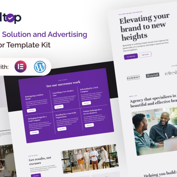 Brandtop Branding Solution and Advertising Elementor Template Kit Download