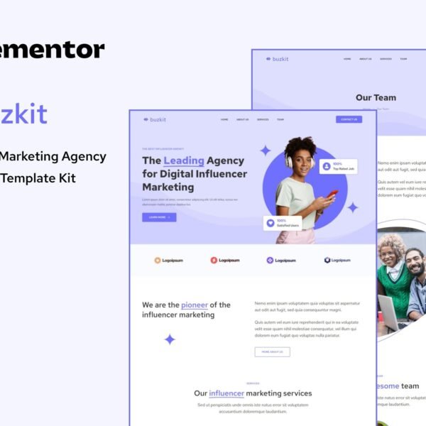 Buzkit Influencer Marketing Agency Elementor Tem Download