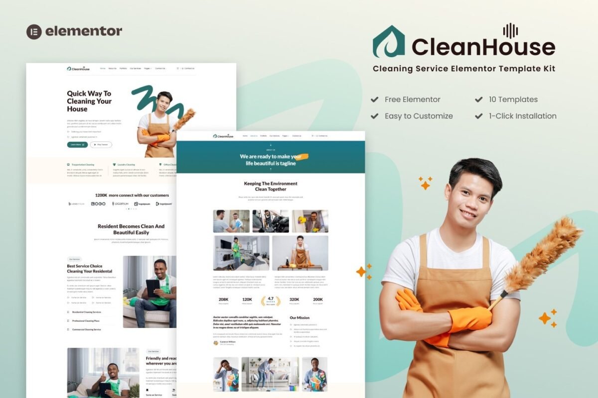 CleanHouse Cleaning Service Template Kit Download