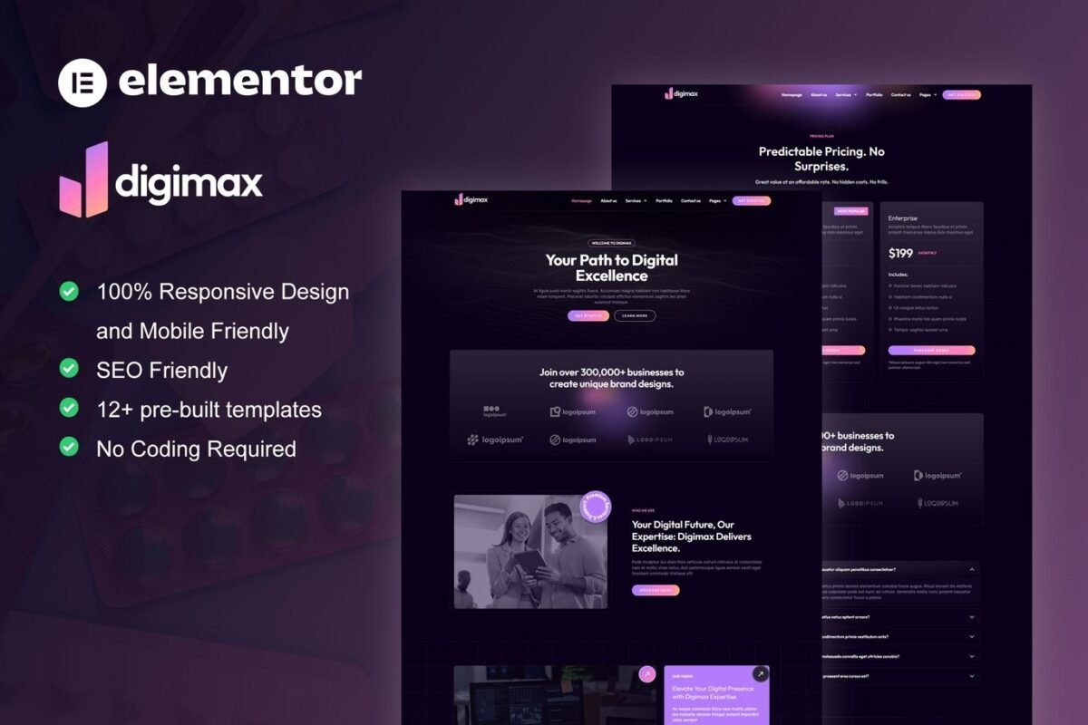 Digimax Digital Marketing Agency Elementor Pro Template Kit Download