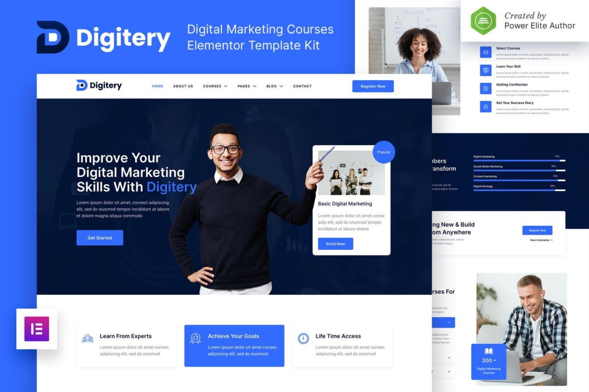 Digitery Digital Marketing Courses Elementor Template Kit Download