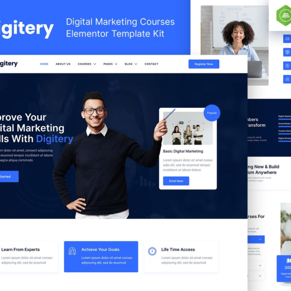 Digitery Digital Marketing Courses Elementor Template Kit Download