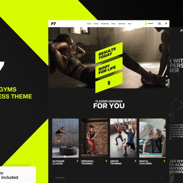 F7 Fitness Gym Sport Studio WordPress Theme Download