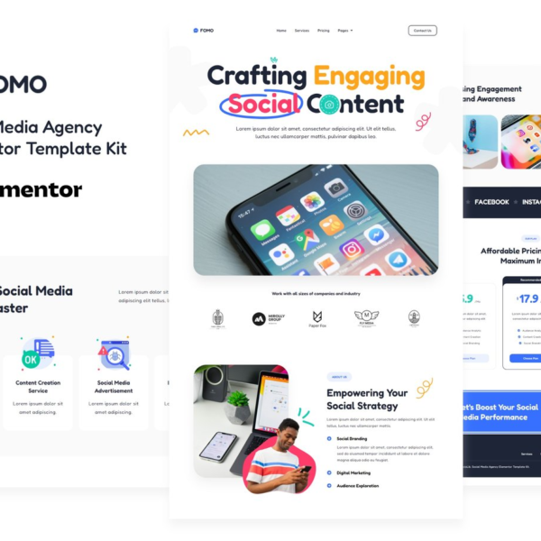 FOMO Social Media Marketing Agency Elementor Template Kit Download