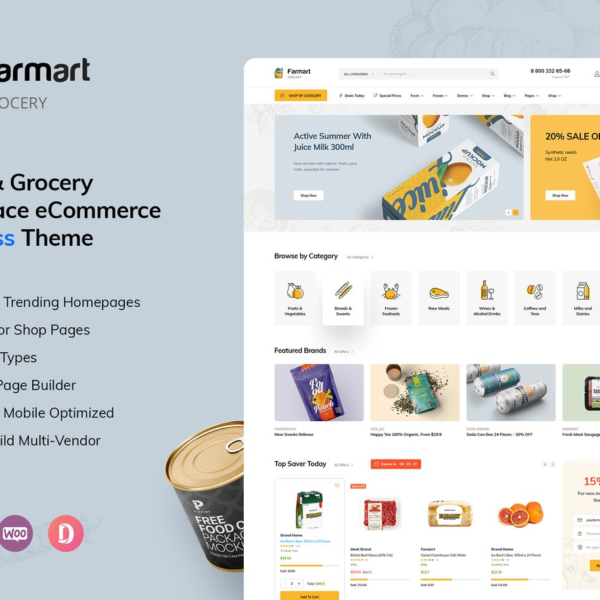 Farmart Organic and Grocery Marketplace WordPress Theme Download