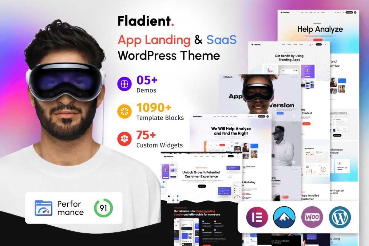 Fladient App Landing Page SaaS WordPress Theme Download