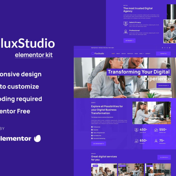 Flux Digital Agency Elementor Template Kit Download