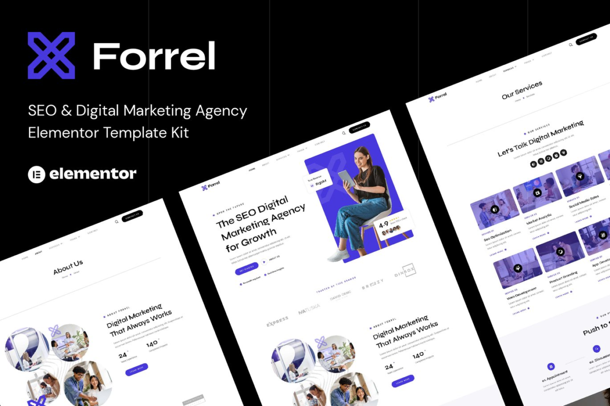 Forrel SEO and Digital Marketing Agency Elementor Template Kit Download