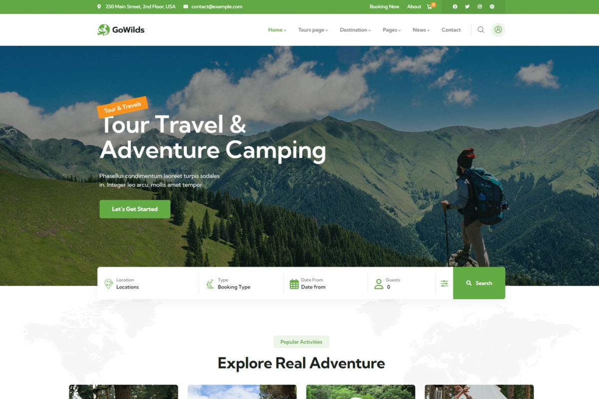 Gowilds Travel and Tour Booking WordPress Theme Download