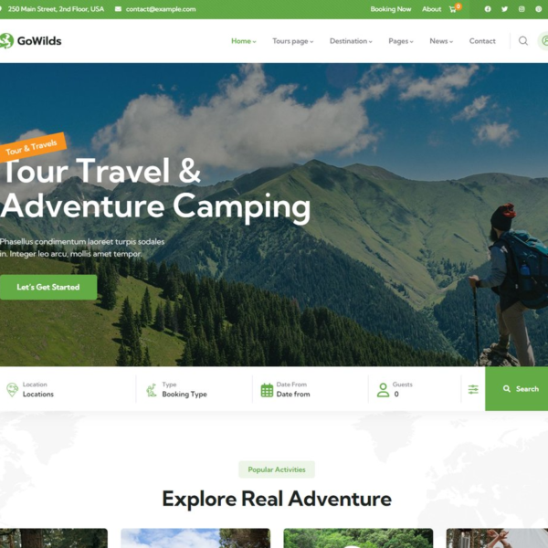 Gowilds Travel and Tour Booking WordPress Theme Download