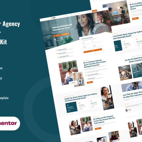 Inplu Influencer Agency and Marketing Elementor Template Kit Download