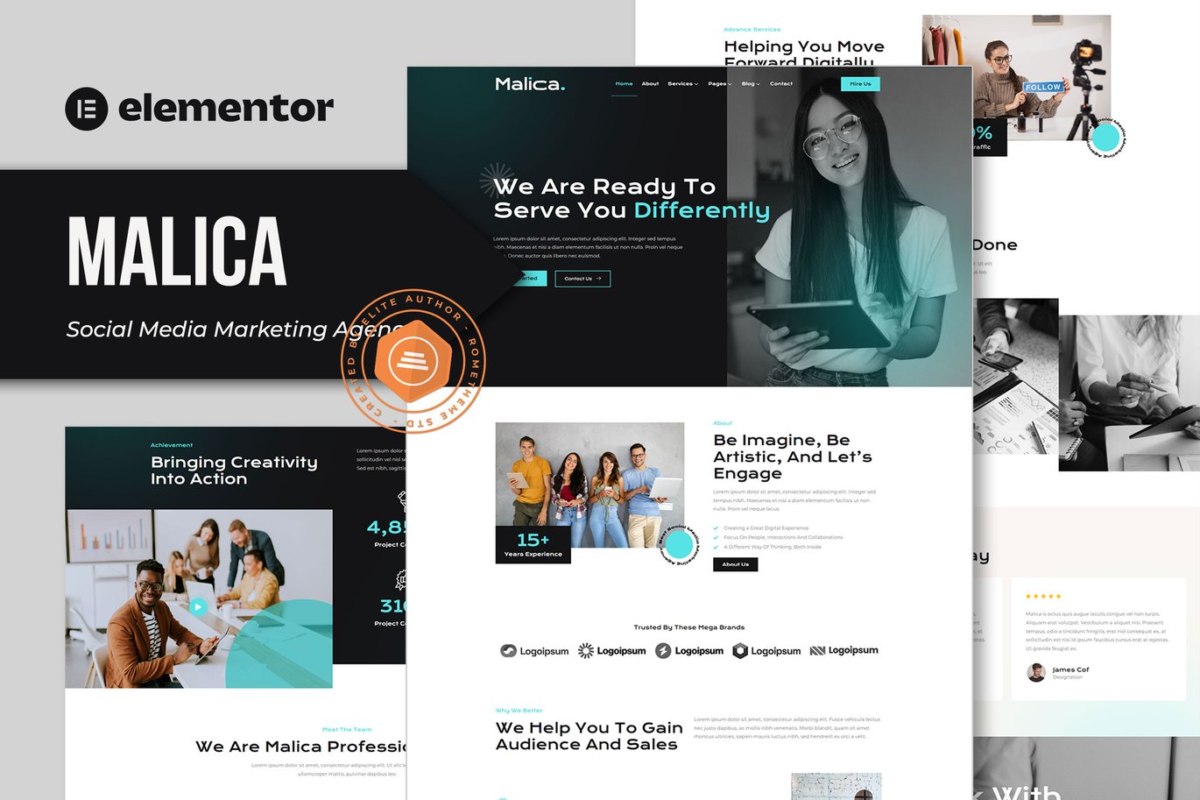 Malica Social Media Marketing Agency Elementor Template Kit Download