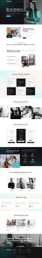 Malica Social Media Marketing Agency Elementor Template Kit Download