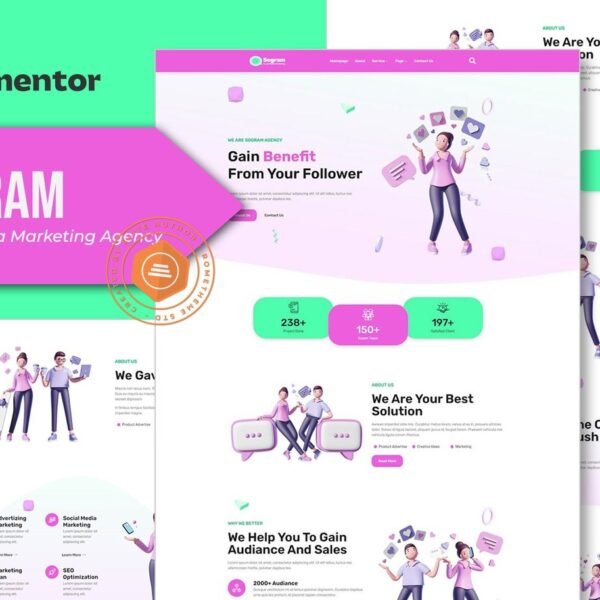 Sogram Social Media Marketing Agency Elementor Template Kit Download