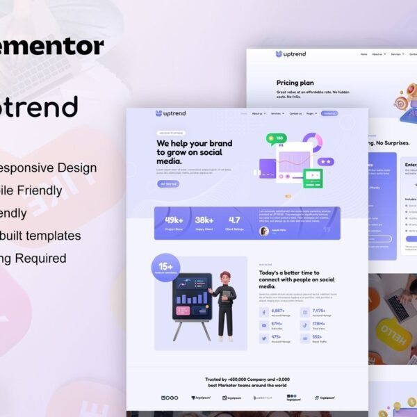 UpTrend Social Media Marketing Agency Elementor Template Kit