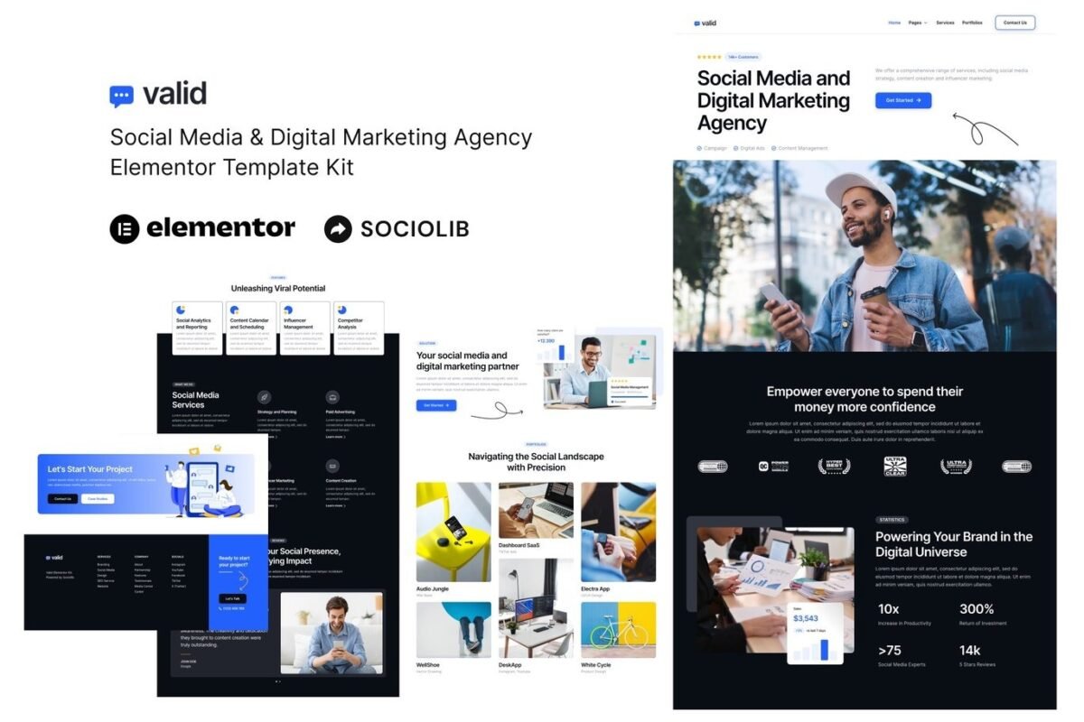 Valid Social Media & Digital Marketing Agency Elementor Template Kit Download