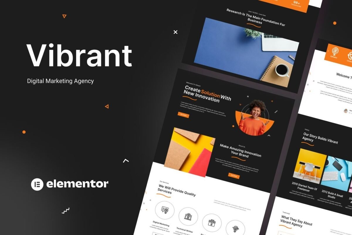 Vibrant Digital Agency Elementor Template Kit Download