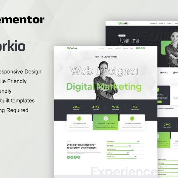 Workio Digital Service & Creative Portfolio Elementor Template Kit Download