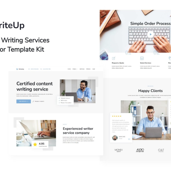 WriteUp Content Writing Services Elementor Template Kit Download