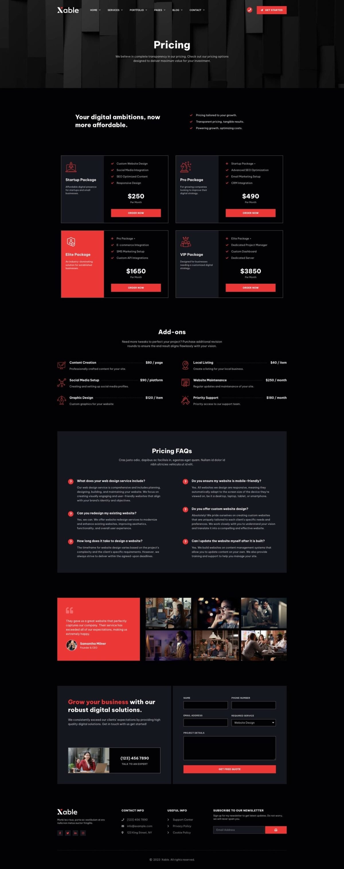 Xable Dark Digital Agency Elementor Pro Template Kit