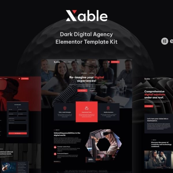 Xable Dark Digital Agency Elementor Pro Template Kit Download