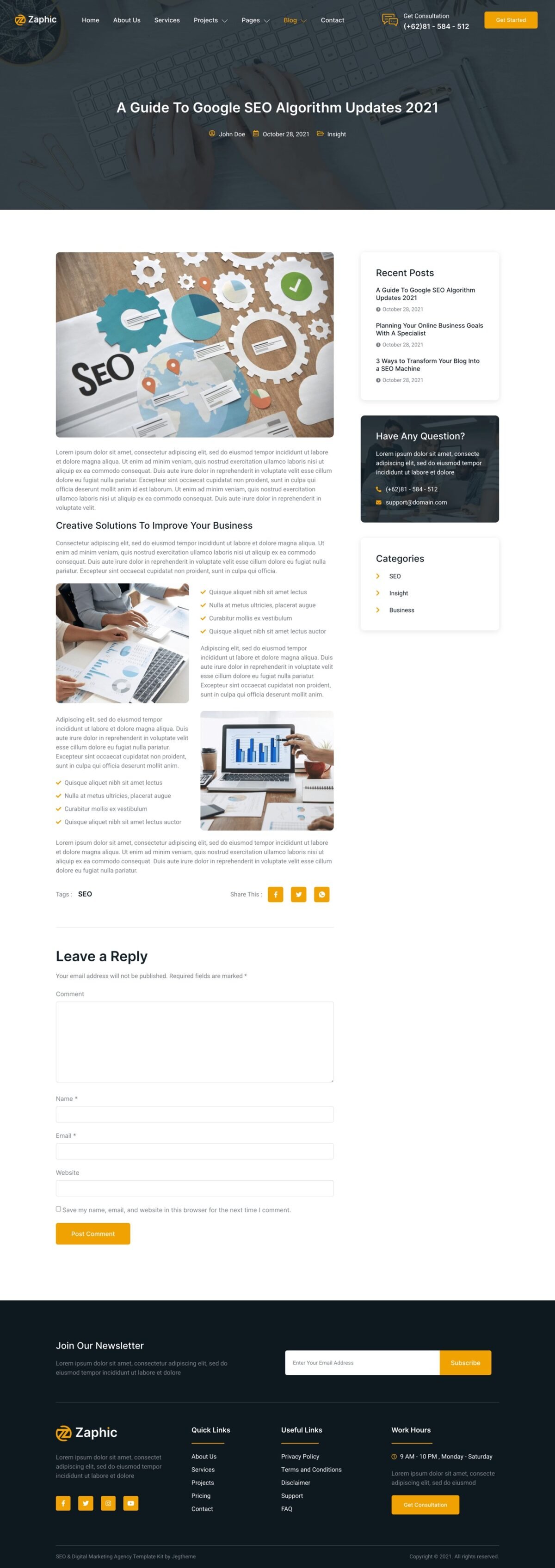 Zaphic SEO & Digital Marketing Agency Elementor Template Kit