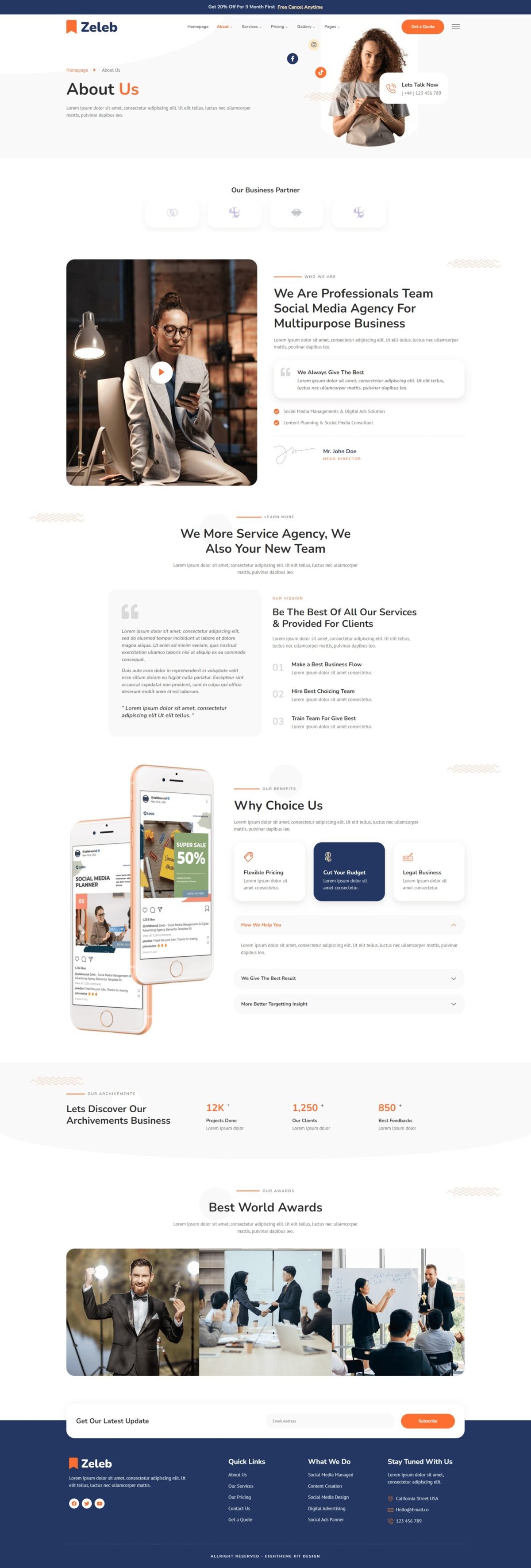 Zeleb Social Media Marketing & Digital Advertising Elementor Template Kit