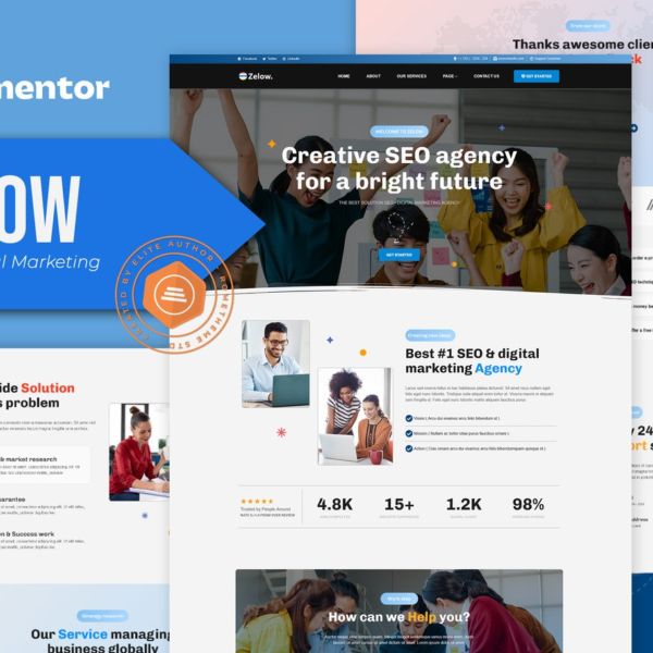 Zelow SEO and Digital Marketing Agency Elementor Template Kit Download