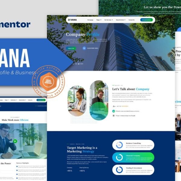 Zevana Company Profile & Business Elementor Template Kit Download