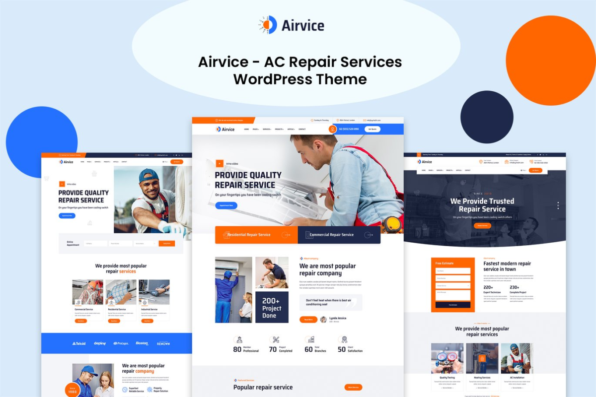 Airvice AC Repair Services WordPress Theme Download