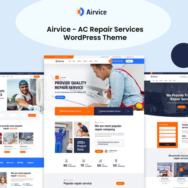 Airvice AC Repair Services WordPress Theme Download