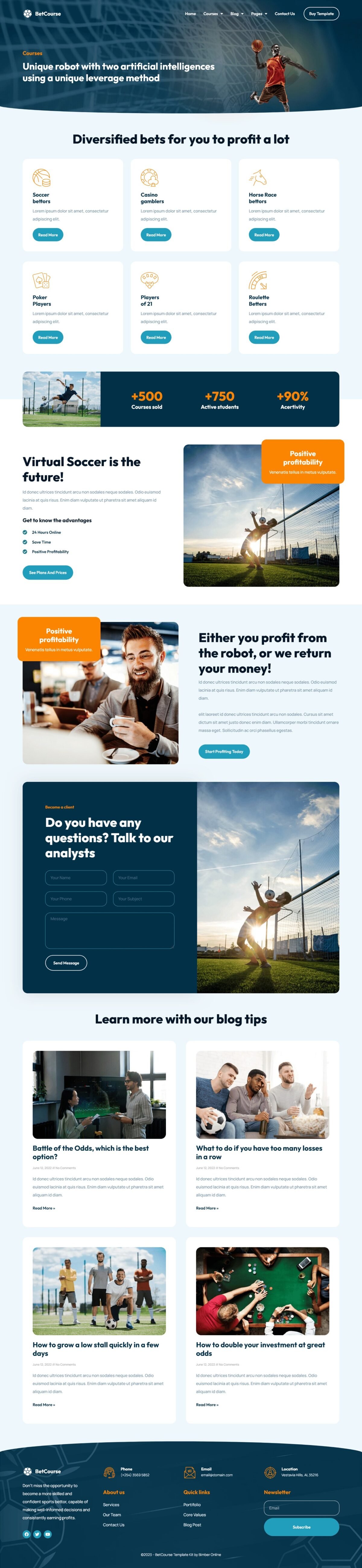 BetCourse Sports Betting and Prediction Course Elementor Pro Template Kit