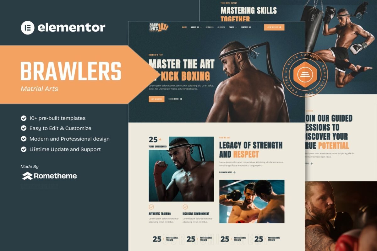 Brawlers Martial Arts Elementor Template Kit Download